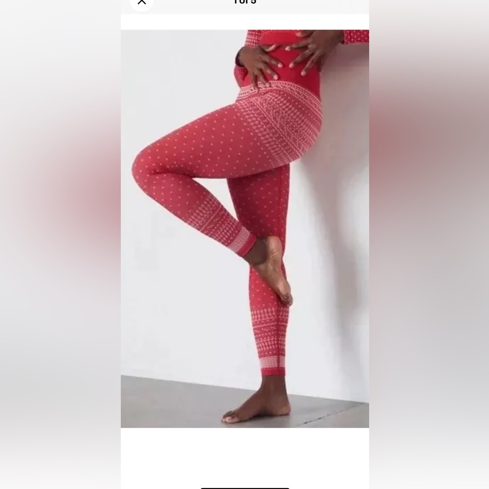 Fabletics High-Waisted Seamless Fair Isle Legging Cardinal Red size Small